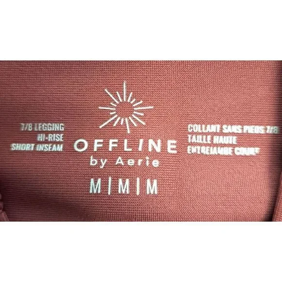 Offline by Aerie Women's Legging M 7/8 Burgundy High Rise Short Inseam - Picture 5 of 9
